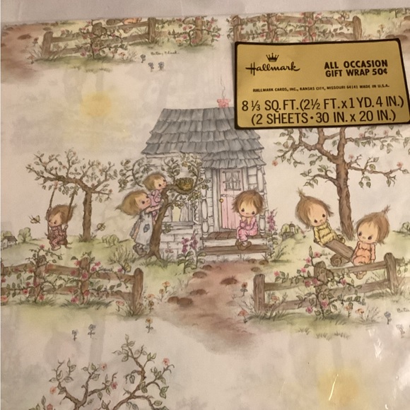 Vintage Hallmark Signed Betsey Clark Wrapping Paper New Old Stock 2 Sheets - Picture 2 of 4